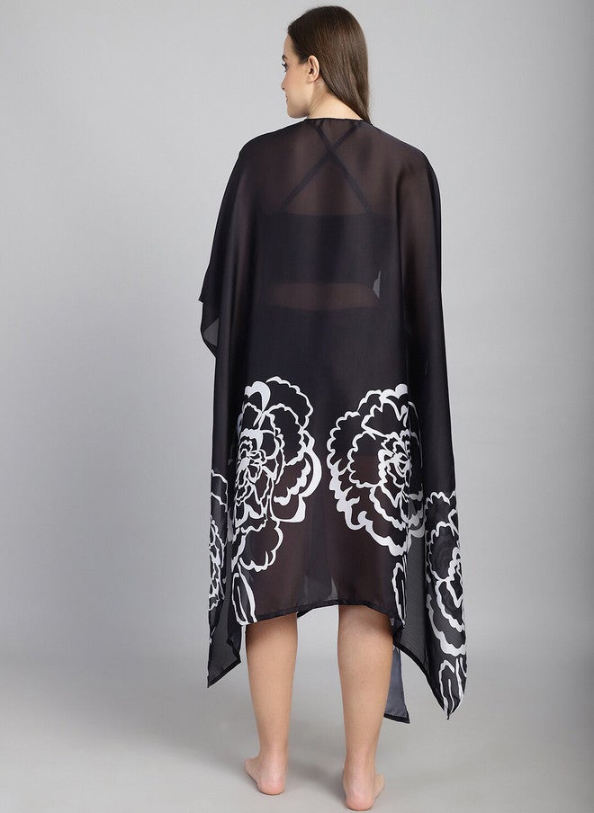 CUKOO Floral Long Slit Swimwear Cover up Top - Image 5